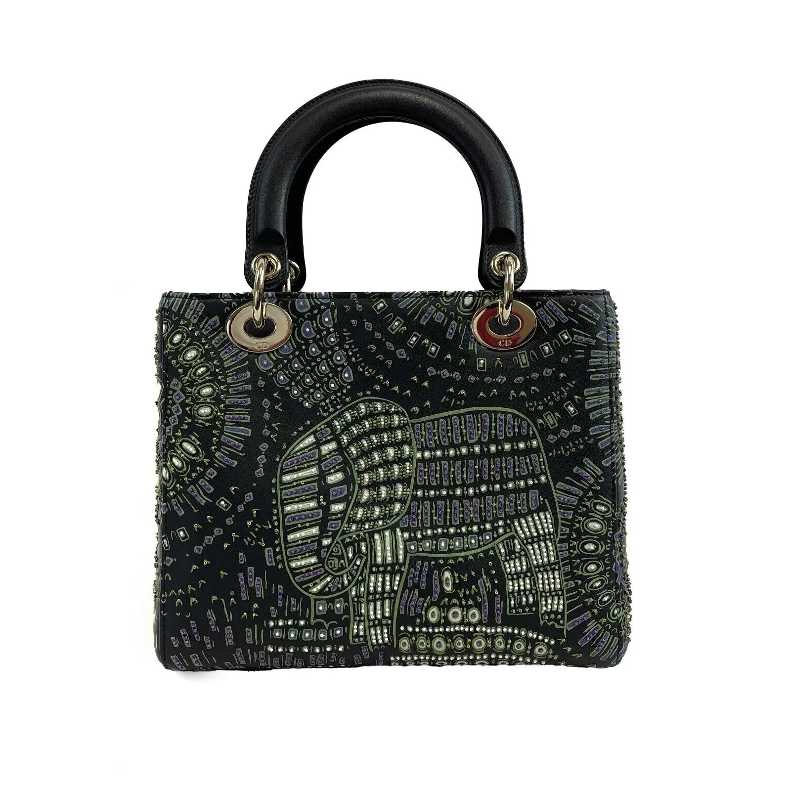 Christian Dior Medium Embroidered Animals Lady Dior Black, Green Purple handbag