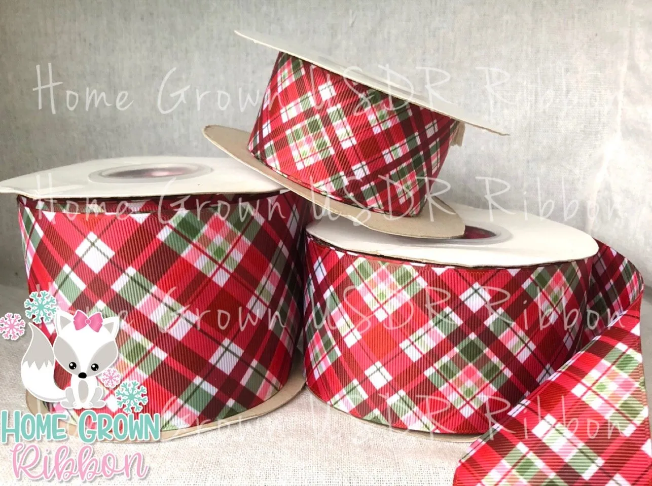 Christmas Plaid Double Sided USDR Ribbon 1.5 Inch - 2.25 Inch - 3 Inch
