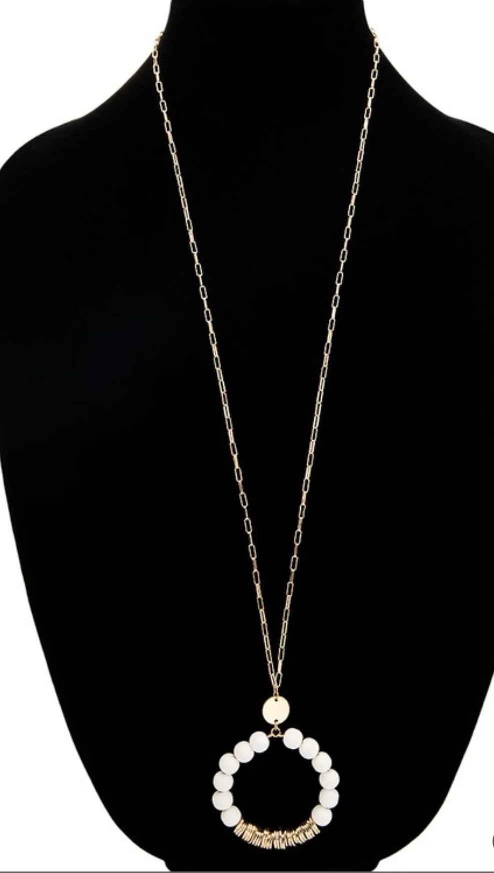 Clay Bead Open Circle Long Necklace