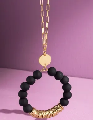 Clay Bead Open Circle Long Necklace