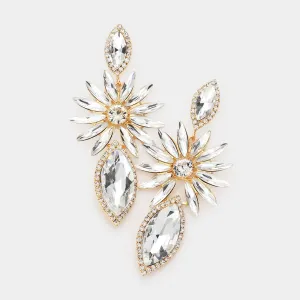 Clear Crystal Marquise Drop Pageant Earrings on  Gold | Prom Earrings | 540248
