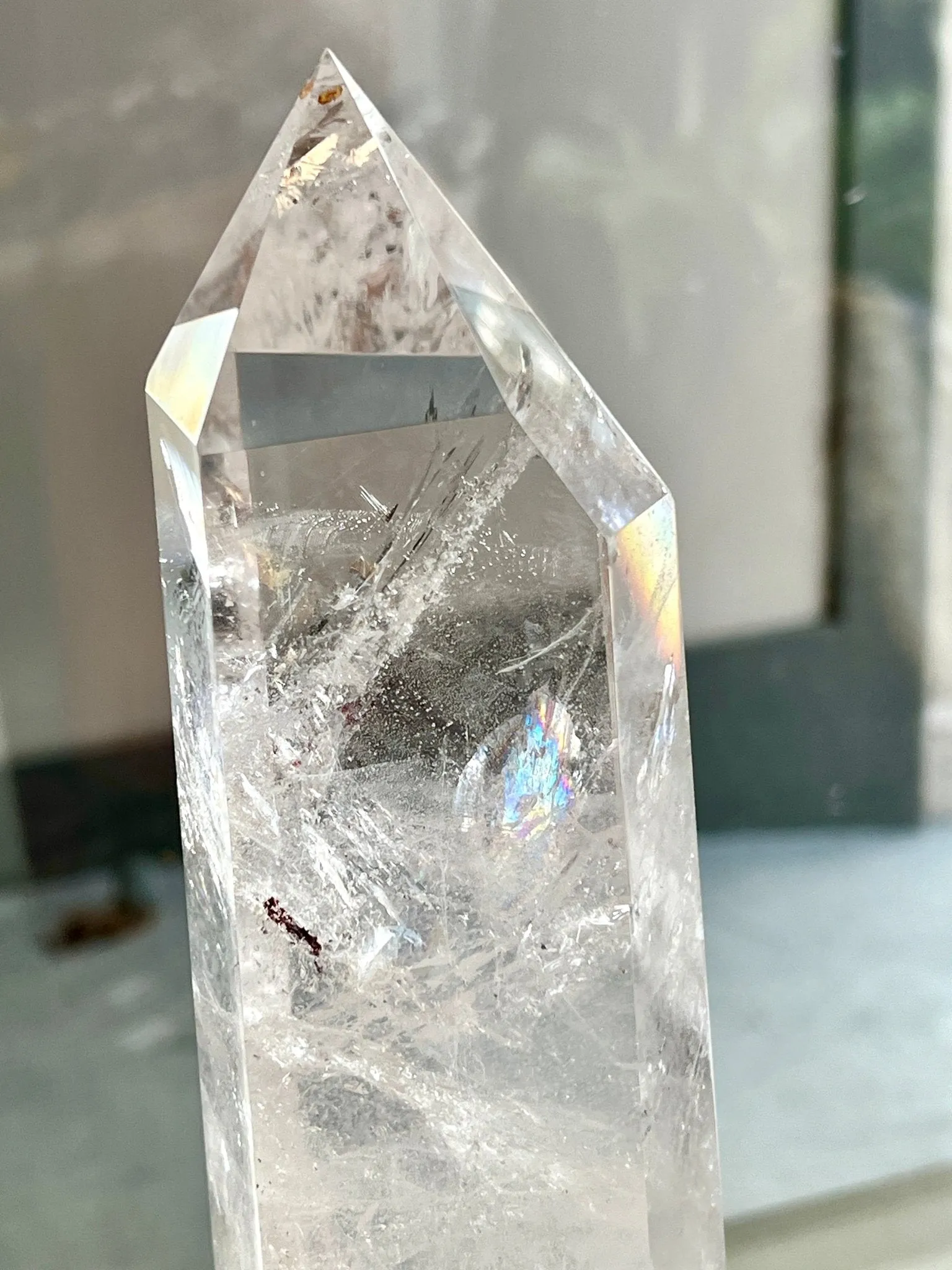 Clear Quartz Crystal Tower, Large Quartz Crystal Obelisk, Rainbow Flash Quartz Crystal Point, Large Clear Quartz Tower, High Quality Quartz