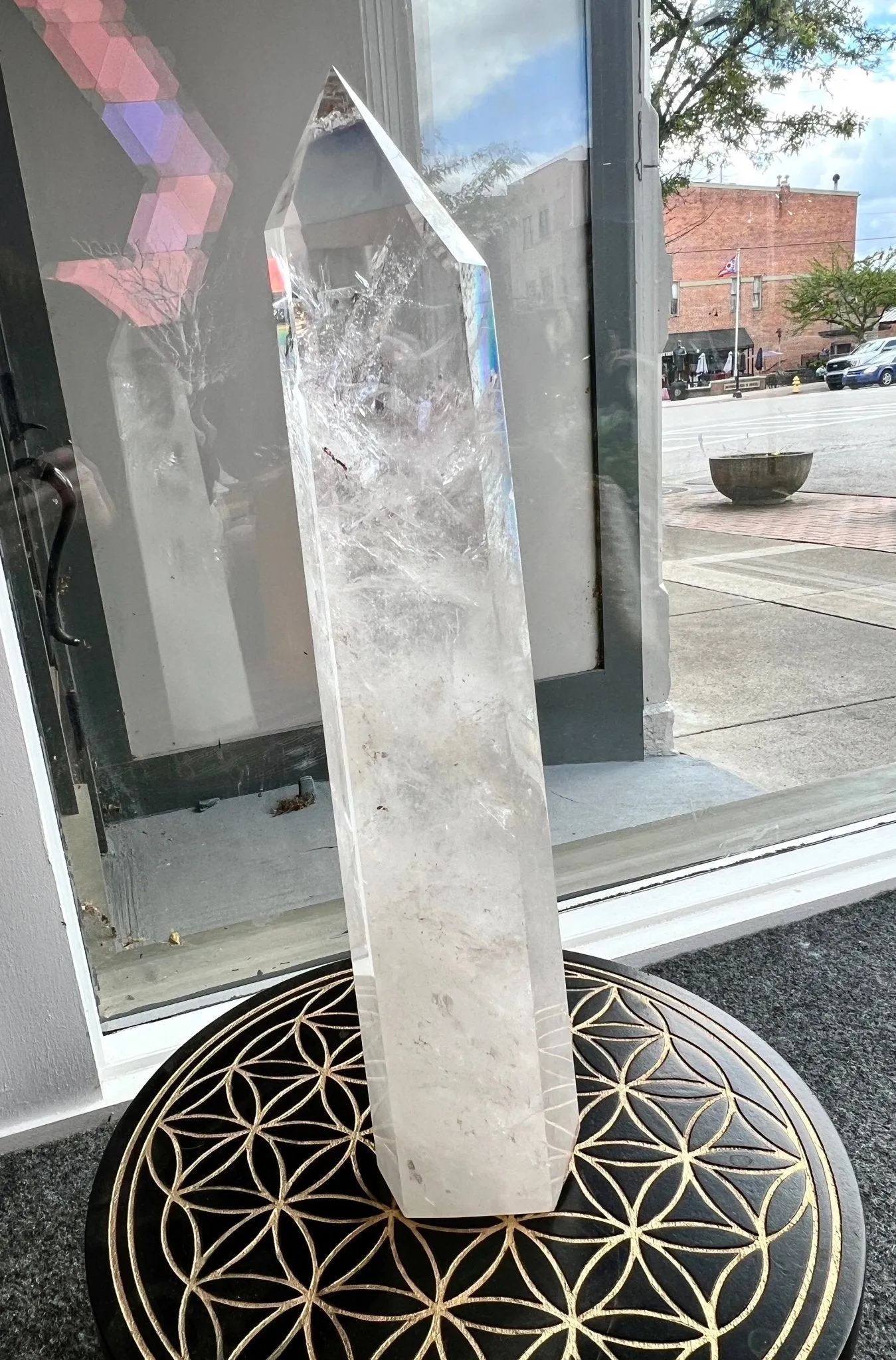 Clear Quartz Crystal Tower, Large Quartz Crystal Obelisk, Rainbow Flash Quartz Crystal Point, Large Clear Quartz Tower, High Quality Quartz