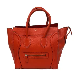 Céline Mini Luggage Vermillion Drummed Calfskin