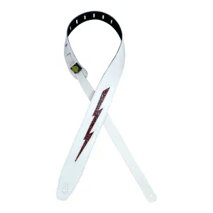 Colonial Leather - Red Croc Lightning Bolt on White Leather Inlay Strap - White