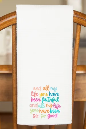 Colorful Always Faithful Waffle Kitchen Towel