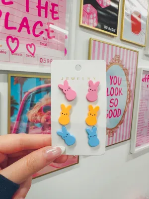 colorful bunny earrings