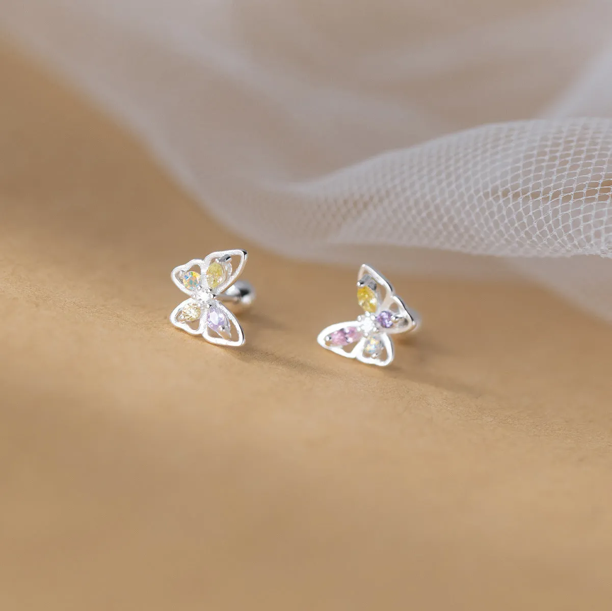 Colorful Butterflies Studs Earrings - SS061