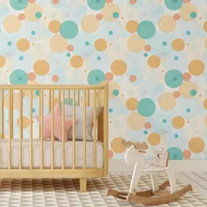 Colorful Fabric Print Circles Removable Wallpaper