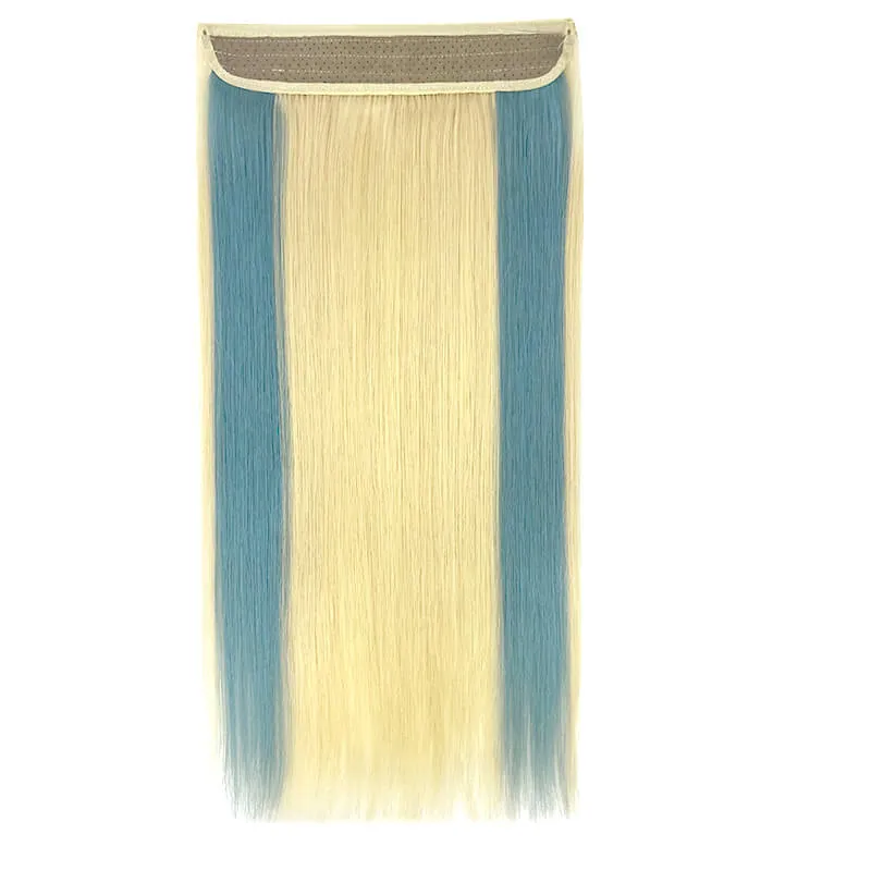 Colorful Highlighted Halo Human Hair Extensions For Thin Hair Full Volume All Shades