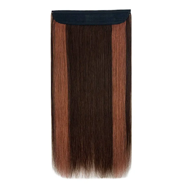 Colorful Highlighted Halo Human Hair Extensions For Thin Hair Full Volume All Shades