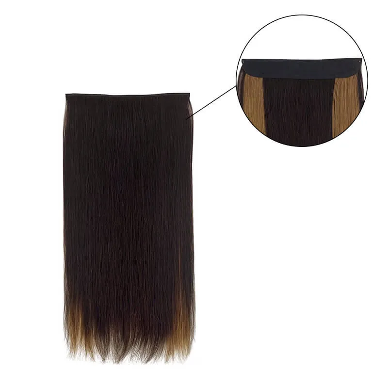 Colorful Highlighted Halo Human Hair Extensions For Thin Hair Full Volume All Shades
