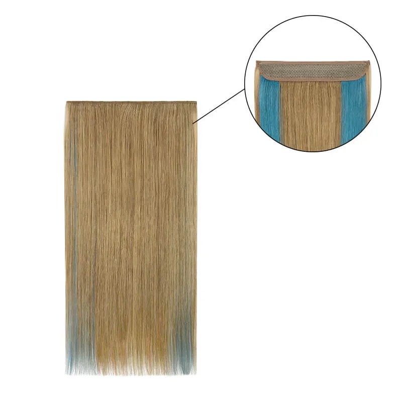 Colorful Highlighted Halo Human Hair Extensions For Thin Hair Full Volume All Shades