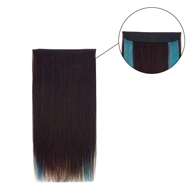 Colorful Highlighted Halo Human Hair Extensions For Thin Hair Full Volume All Shades