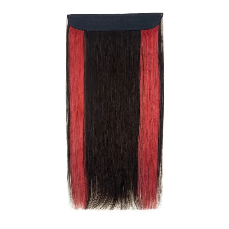 Colorful Highlighted Halo Human Hair Extensions For Thin Hair Full Volume All Shades