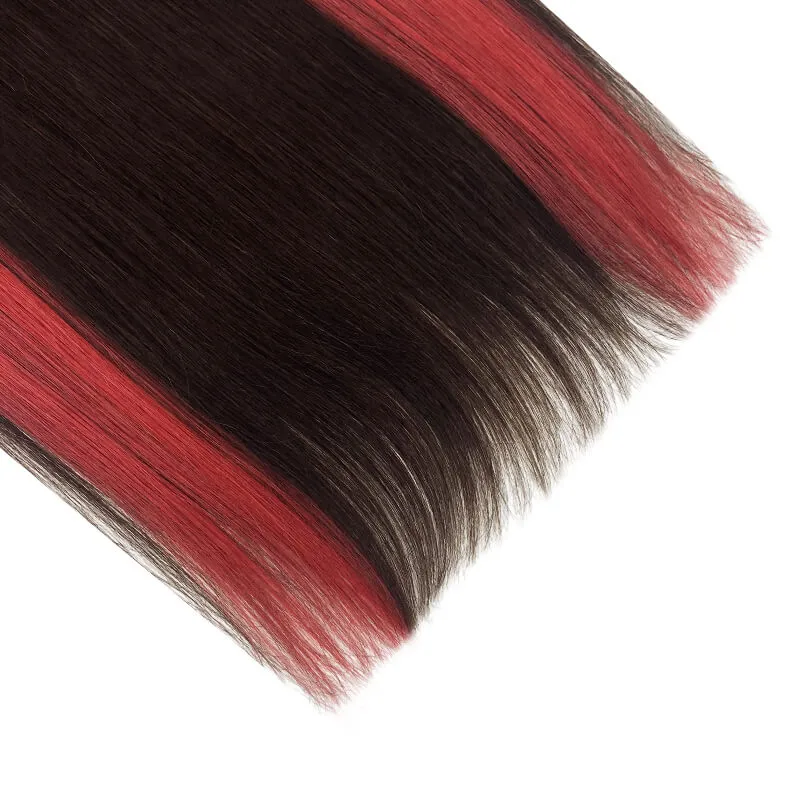 Colorful Highlighted Halo Human Hair Extensions For Thin Hair Full Volume All Shades