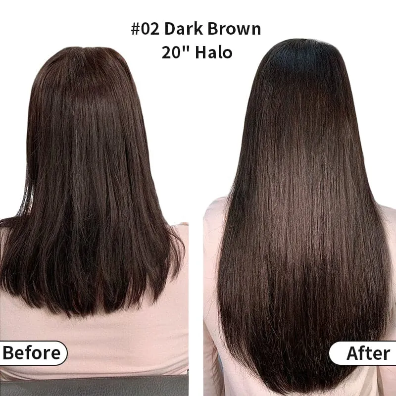 Colorful Highlighted Halo Human Hair Extensions For Thin Hair Full Volume All Shades