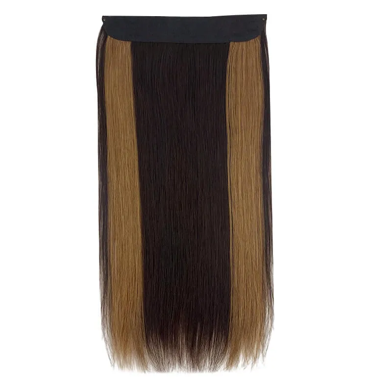 Colorful Highlighted Halo Human Hair Extensions For Thin Hair Full Volume All Shades