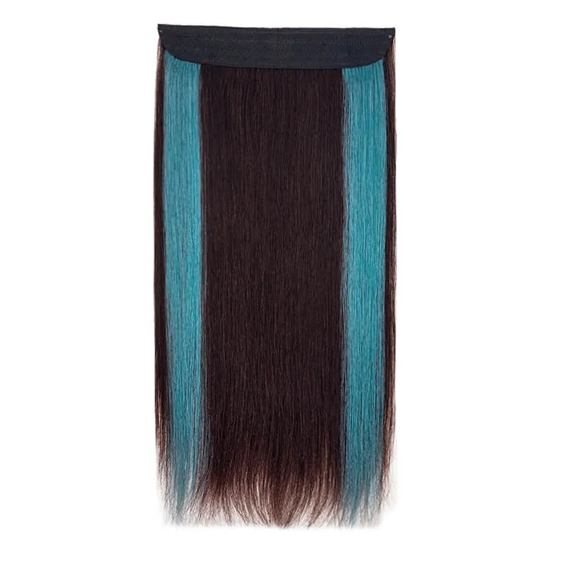 Colorful Highlighted Halo Human Hair Extensions For Thin Hair Full Volume All Shades