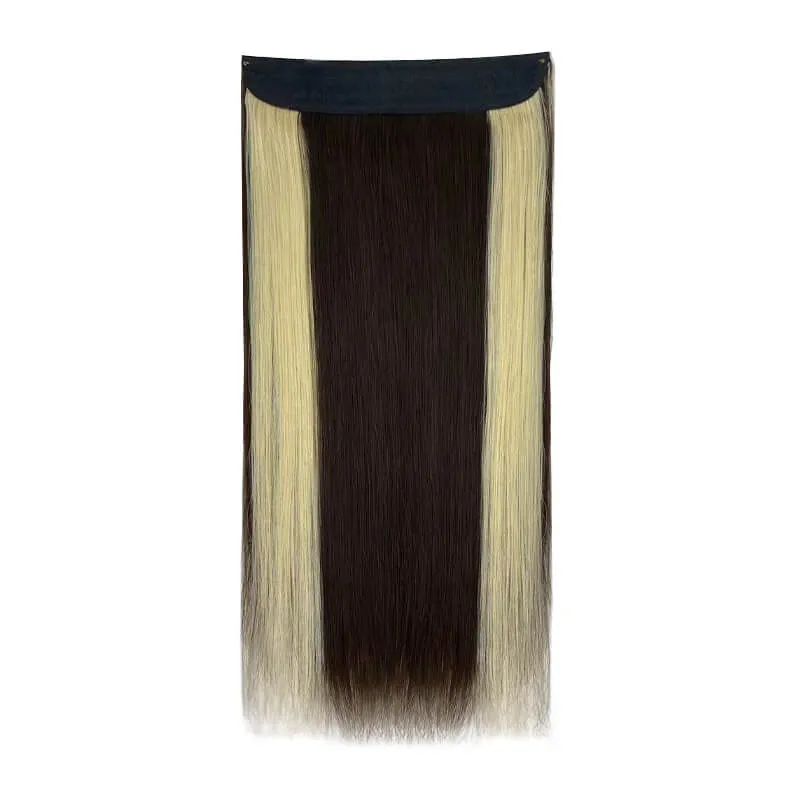 Colorful Highlighted Halo Human Hair Extensions For Thin Hair Full Volume All Shades