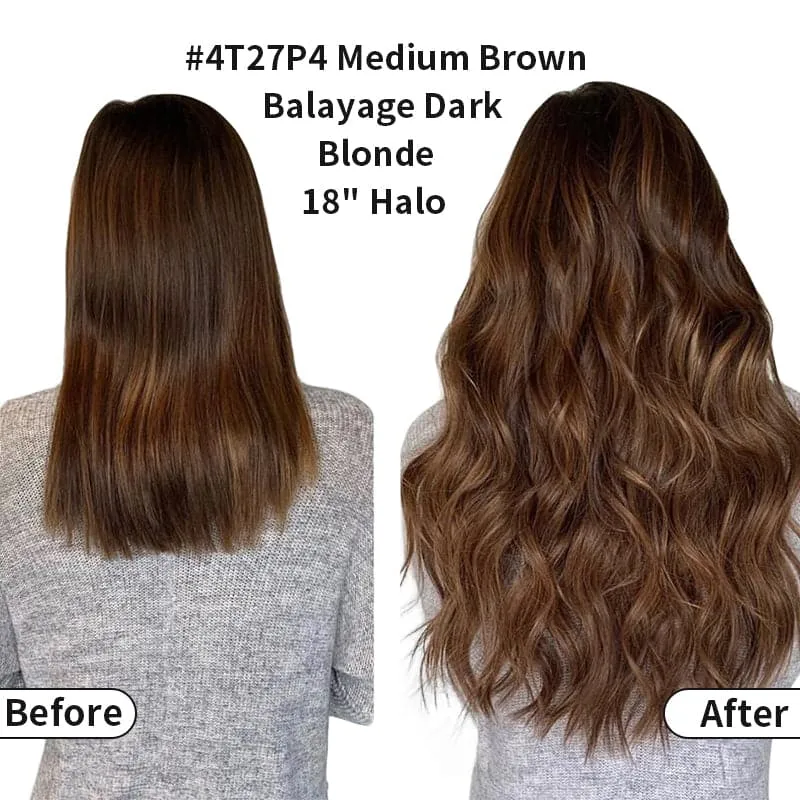 Colorful Highlighted Halo Human Hair Extensions For Thin Hair Full Volume All Shades