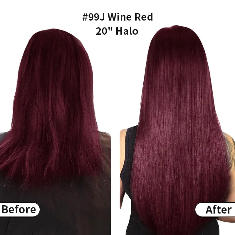 Colorful Highlighted Halo Human Hair Extensions For Thin Hair Full Volume All Shades