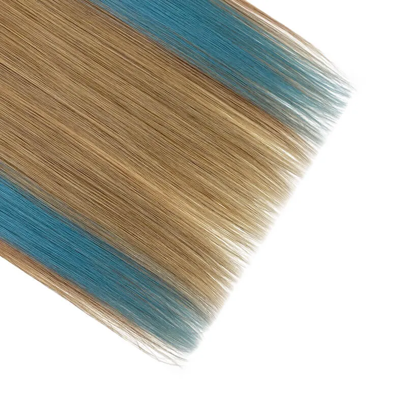 Colorful Highlighted Halo Human Hair Extensions For Thin Hair Full Volume All Shades