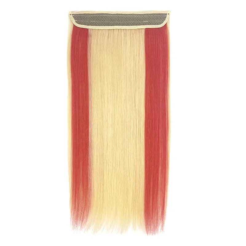 Colorful Highlighted Halo Human Hair Extensions For Thin Hair Full Volume All Shades