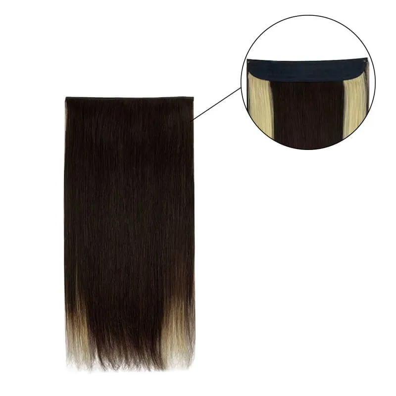 Colorful Highlighted Halo Human Hair Extensions For Thin Hair Full Volume All Shades