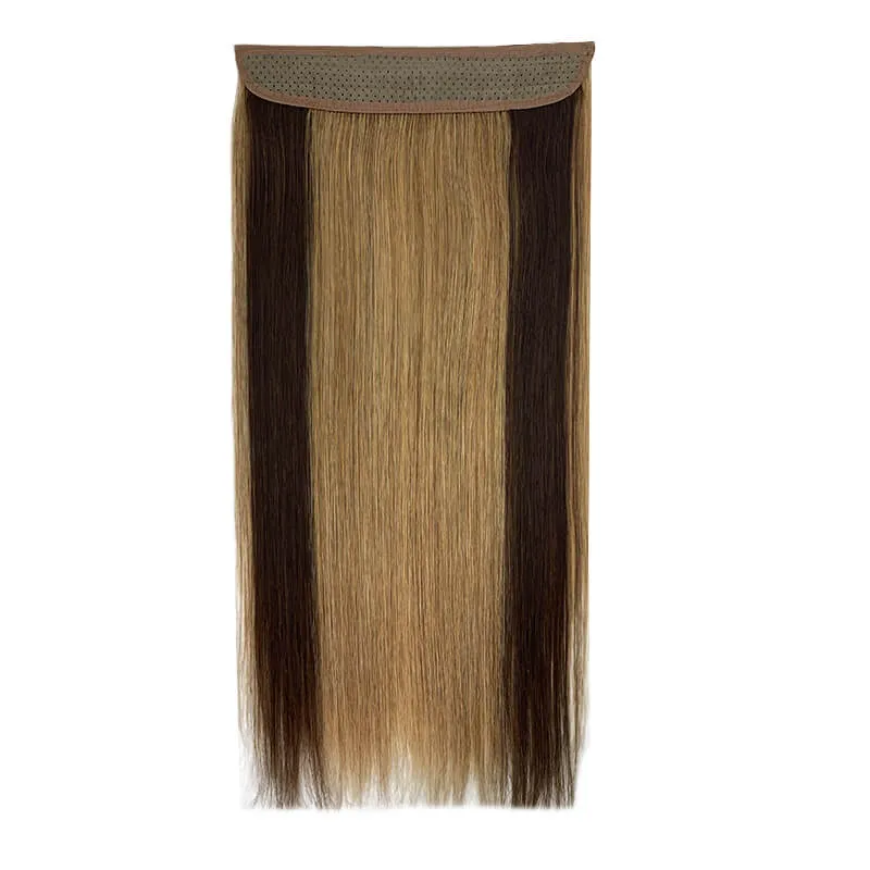 Colorful Highlighted Halo Human Hair Extensions For Thin Hair Full Volume All Shades