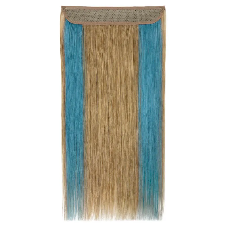Colorful Highlighted Halo Human Hair Extensions For Thin Hair Full Volume All Shades
