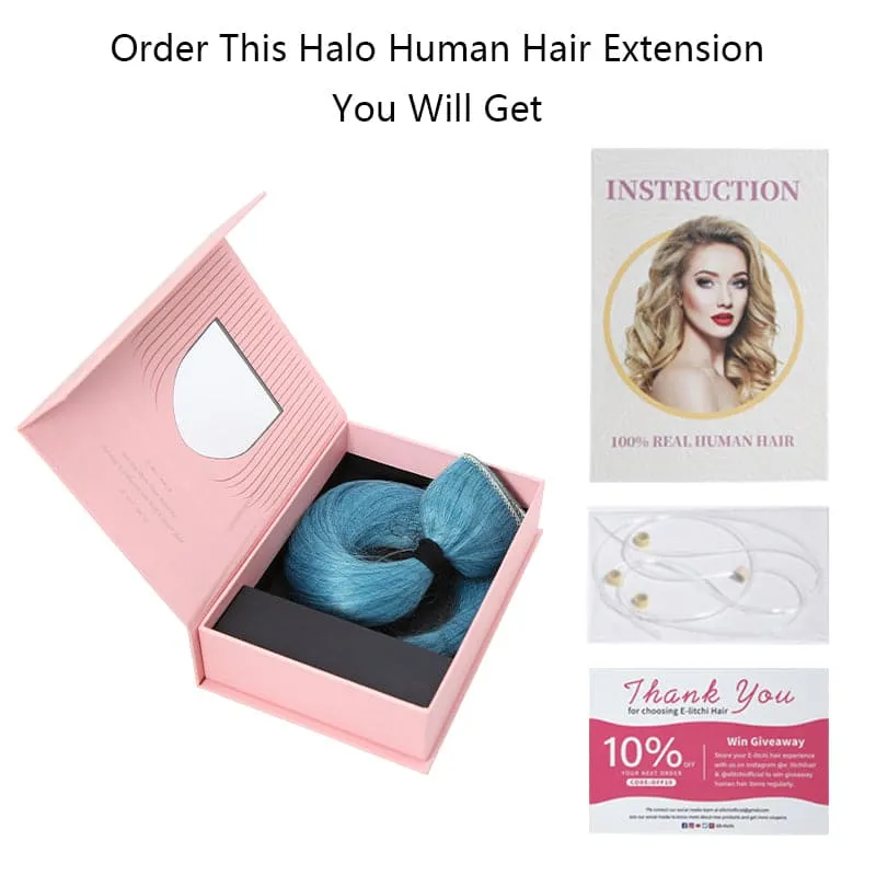 Colorful Highlighted Halo Human Hair Extensions For Thin Hair Full Volume All Shades