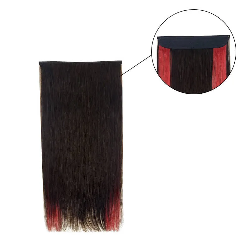 Colorful Highlighted Halo Human Hair Extensions For Thin Hair Full Volume All Shades