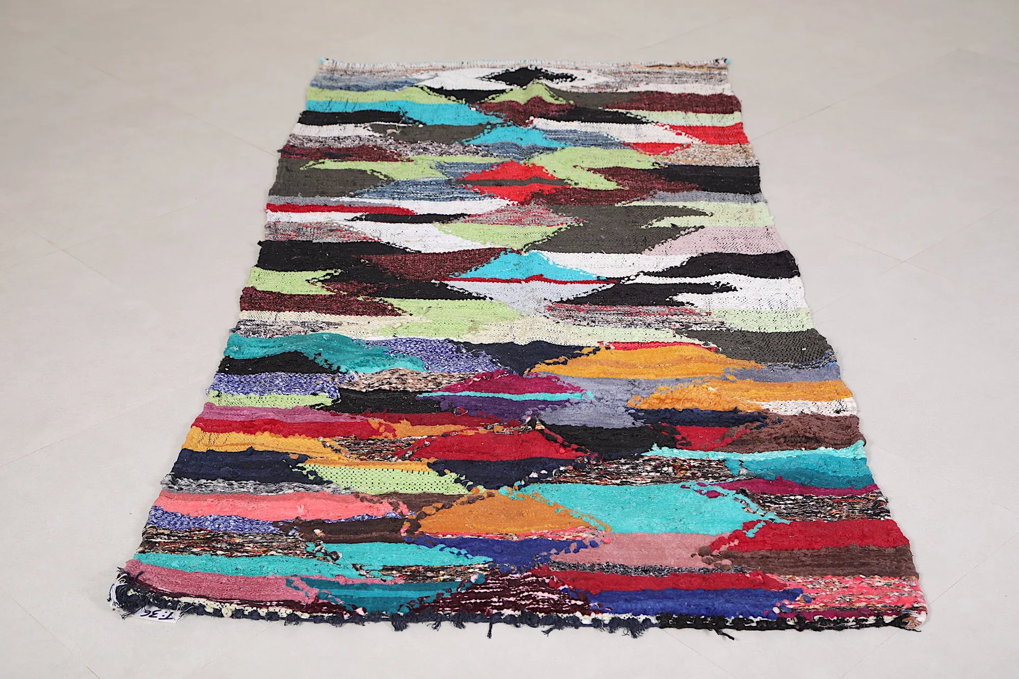 Colorful Kilim Rug 3.5 x 7.3 Feet - Moroccan Bohemian Charm