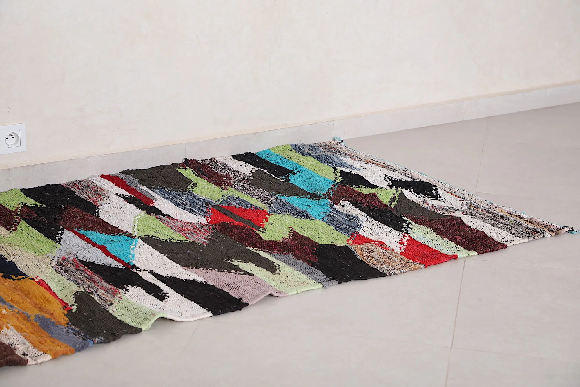 Colorful Kilim Rug 3.5 x 7.3 Feet - Moroccan Bohemian Charm