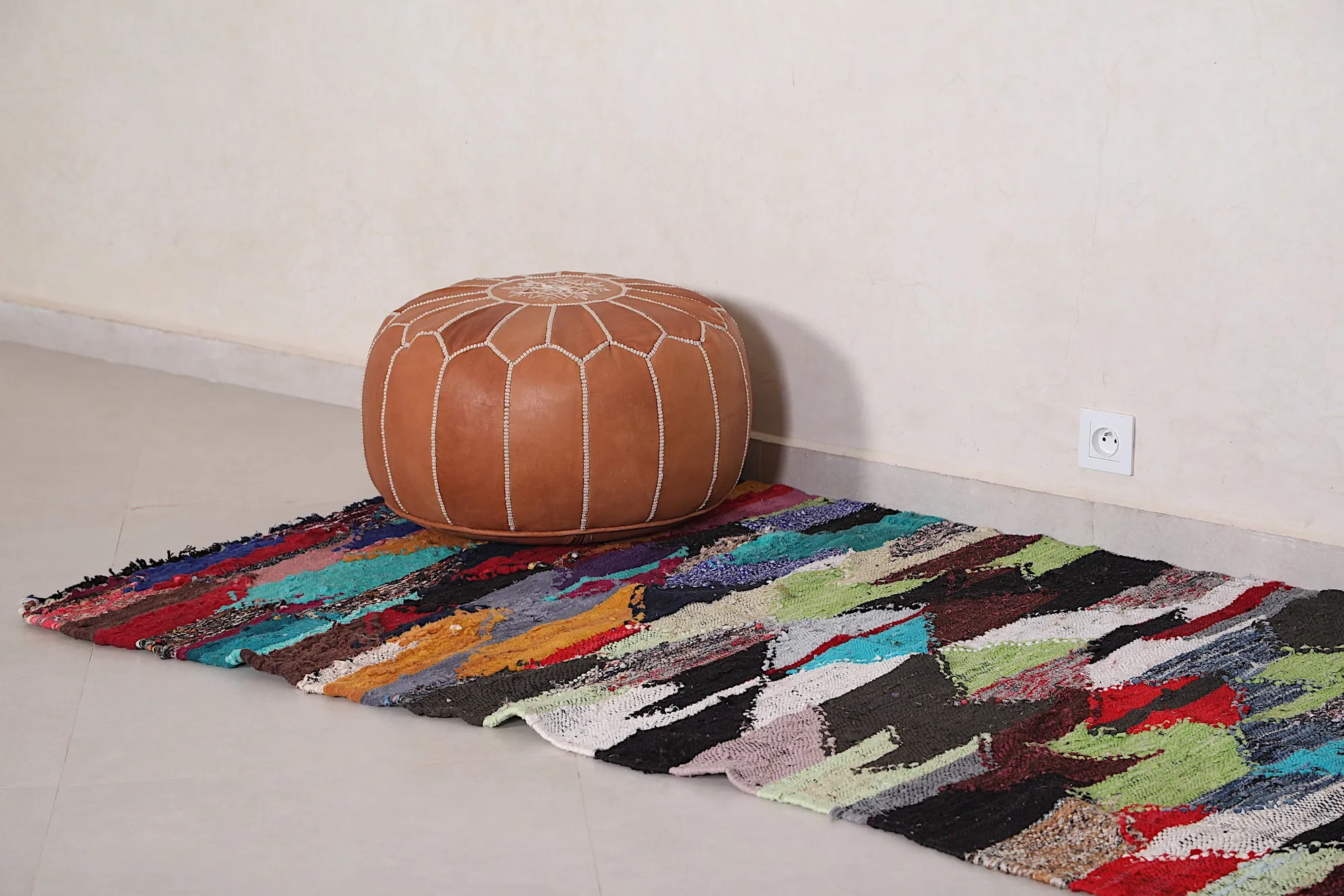 Colorful Kilim Rug 3.5 x 7.3 Feet - Moroccan Bohemian Charm