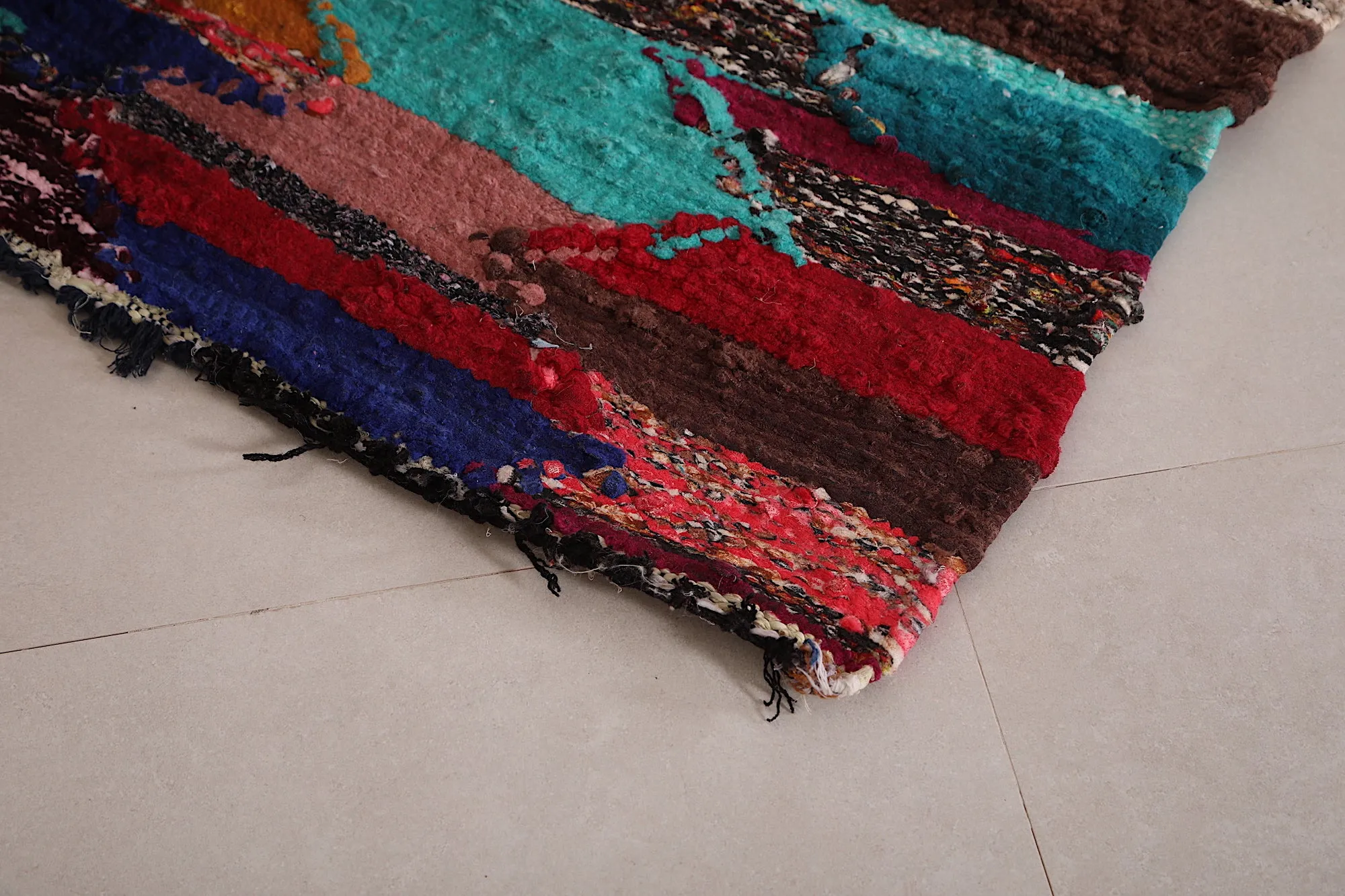 Colorful Kilim Rug 3.5 x 7.3 Feet - Moroccan Bohemian Charm