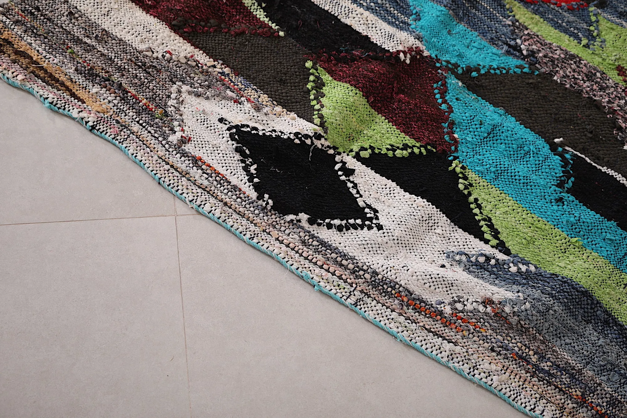 Colorful Kilim Rug 3.5 x 7.3 Feet - Moroccan Bohemian Charm