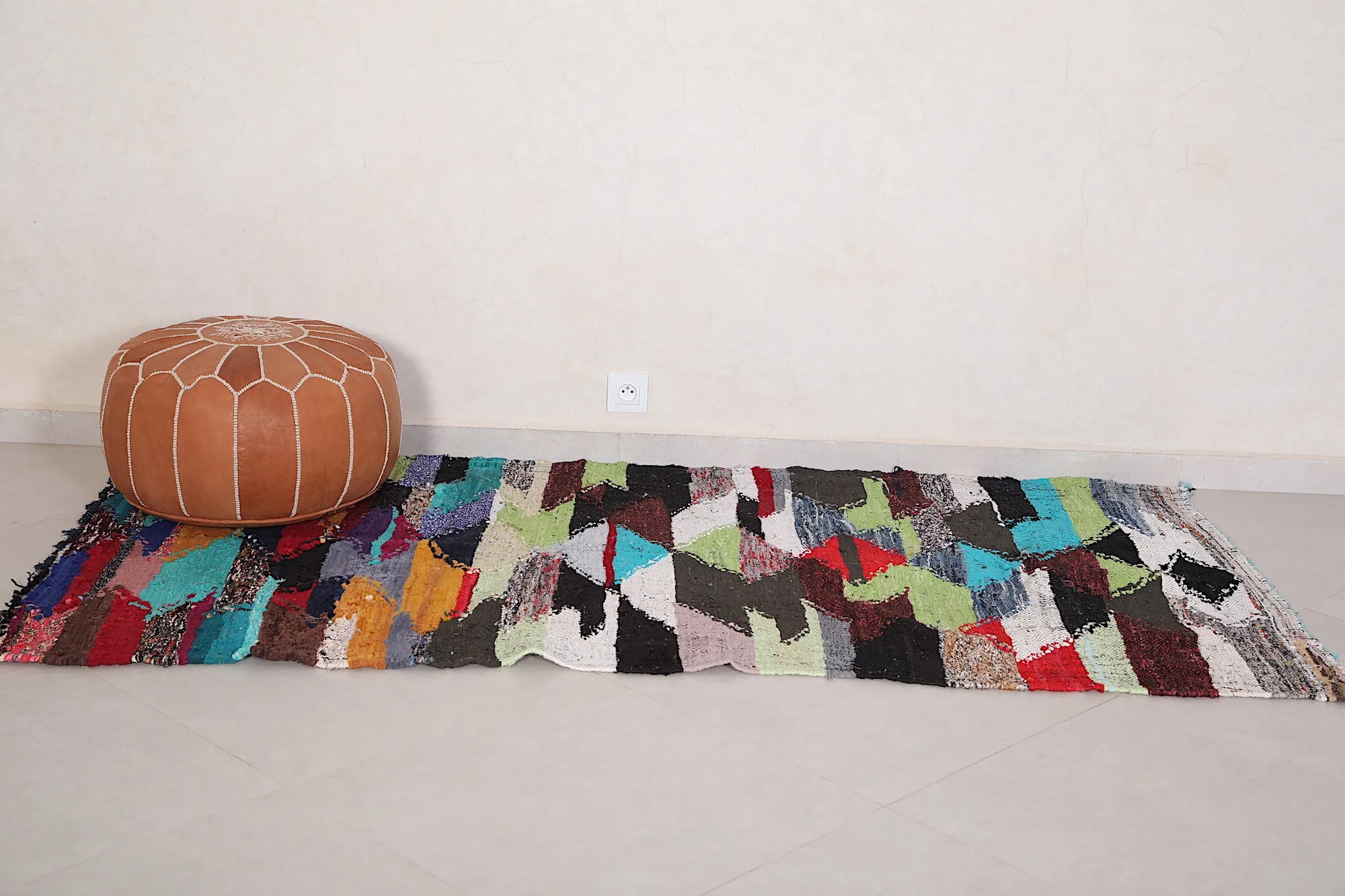 Colorful Kilim Rug 3.5 x 7.3 Feet - Moroccan Bohemian Charm