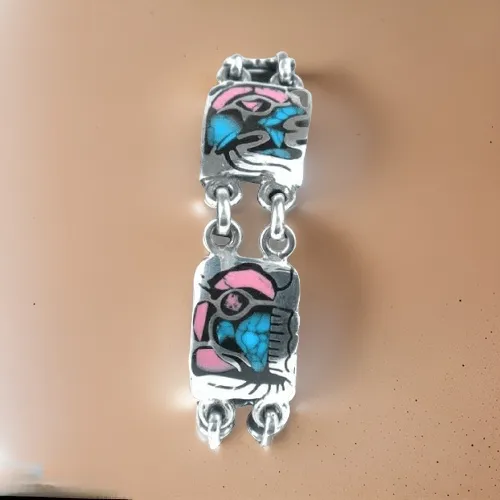 Colorful Maya Glyph Link Bracelet
