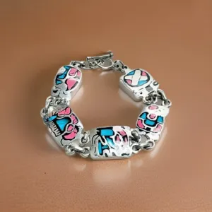 Colorful Maya Glyph Link Bracelet