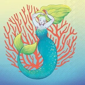 Colorful Mermaid Paper Beverage Napkins