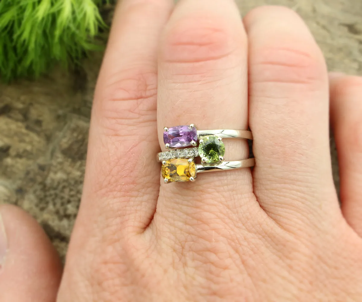 Colorful Multirow Garnet Tourmaline Ring