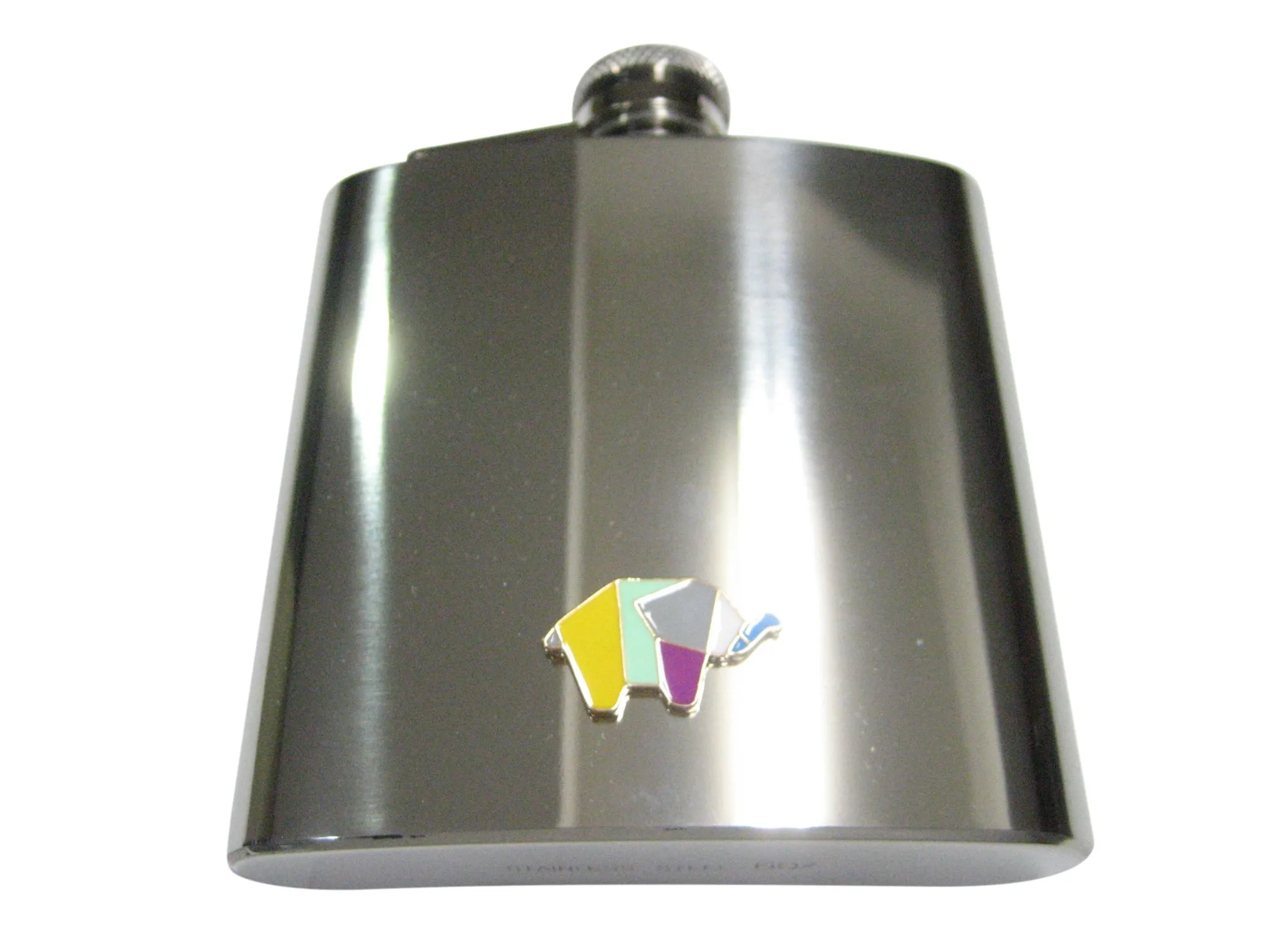 Colorful Origami Elephant 6oz Flask