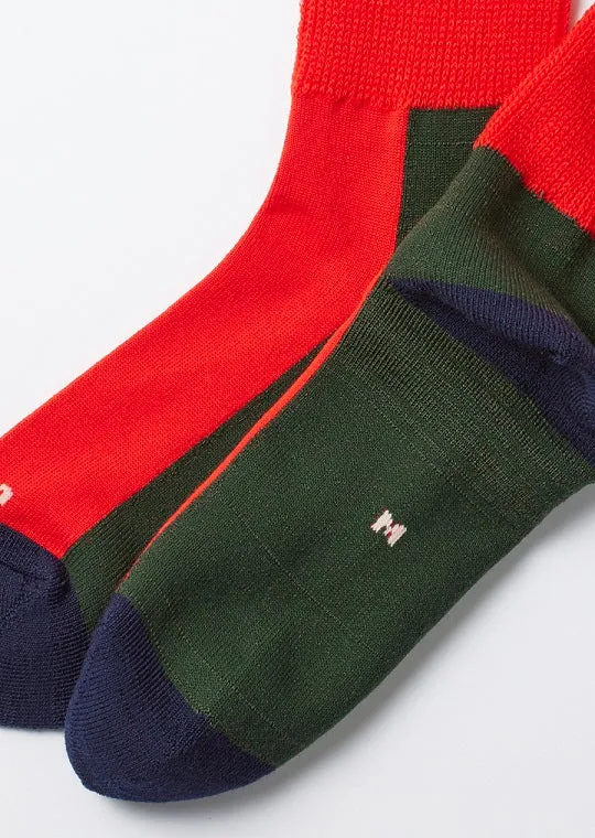 Colorful Pile Crew Socks - Red