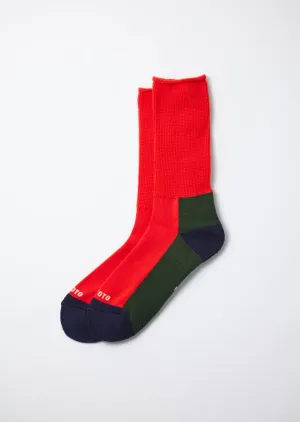 Colorful Pile Crew Socks - Red