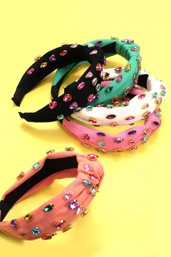 Colorful Rhinestone Knotted Headband