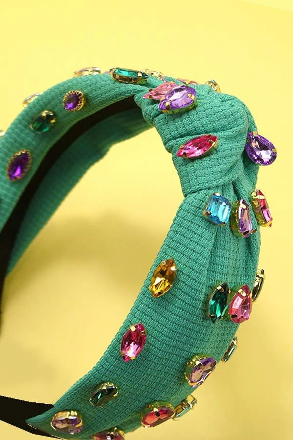 Colorful Rhinestone Knotted Headband