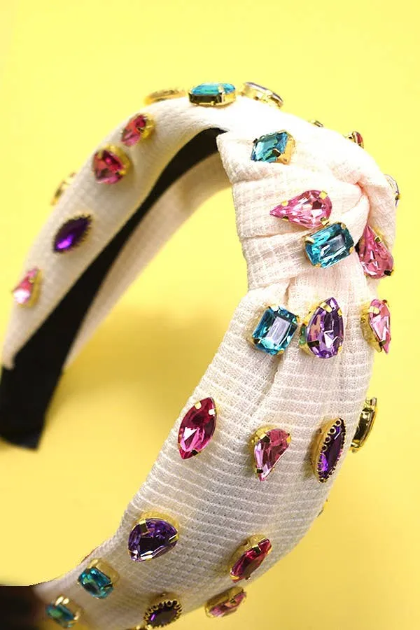 Colorful Rhinestone Knotted Headband