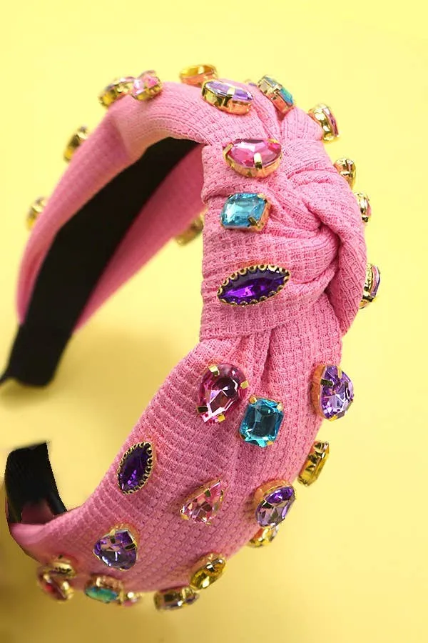 Colorful Rhinestone Knotted Headband